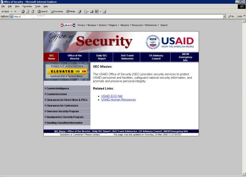 sec home page screen shot