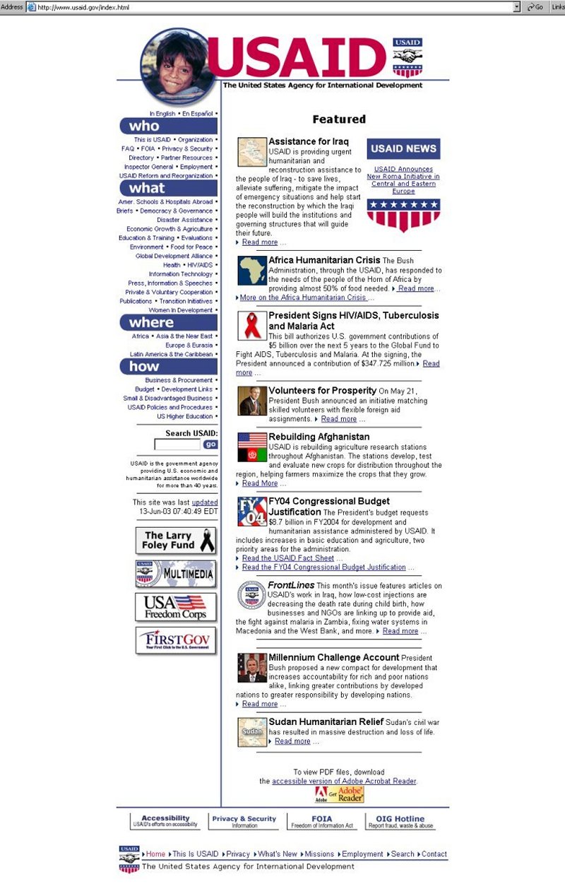 usaid home page screen shot